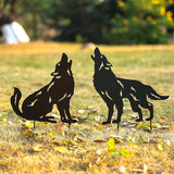 LHEARTMIC Wolf Metal Garden Decor for Outside Gifts for Women Men Black Wolf Decorative Garden Stakes Silhouette Statues Decorations for Patio, Lawn, Backyard, Pathway, Outdoor, Yard Art Ornaments