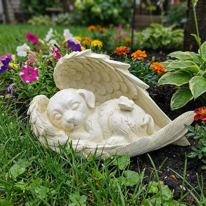 Elenon Dog Pet Memorial Stones Outdoor Statue, Sleeping Dog Memorial Stones Garden Statue Decor, Pet Loss Sympathy Grave Gifts
