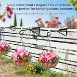 Adjustable (0.9-3") Vinyl Fence Hooks for Hanging Plants, Over the Railing Fence Plant Hangers Outdoor, Black Heavy Duty Coated Steel Patio Hooks for Hanging Bird Feeders, Lights, Basket, Pool Tools