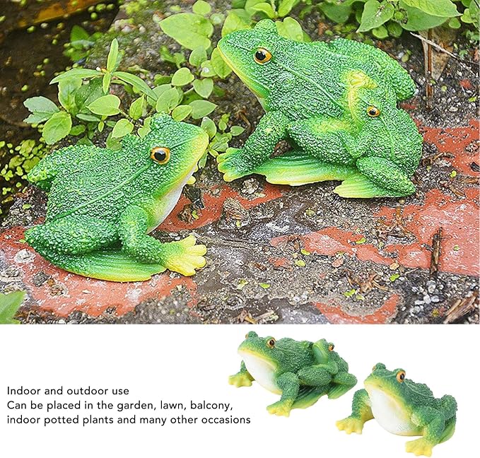 Pissente Frog Statue Garden Decor Resin Weatherproof Outdoor Frog Figurine Lawn Ornament for Indoor Outdoor Patio Yard (1 Pair)