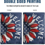 4th of July Sunflower House Flag Red White Blue Floral Garden Flags 28x40 Double Sided Large Memorial Independence Day Banner for Outside Outdoor Patriotic Decor