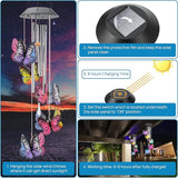 Solar Butterfly Wind Chimes, Color-Changing, Outdoor, Solar-Powered, 9.5 x 5.25 x 2 inches