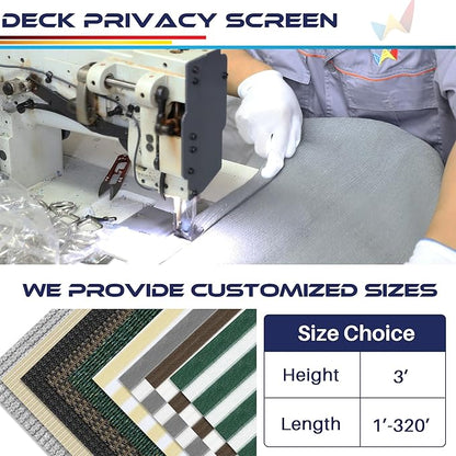 Windscreen4less 3'x10' Deck Balcony Privacy Screen for Deck Pool Fence Railings Apartment Balcony Privacy Screen for Patio Yard Porch Chain Link Fence Condo with Zip Ties Black