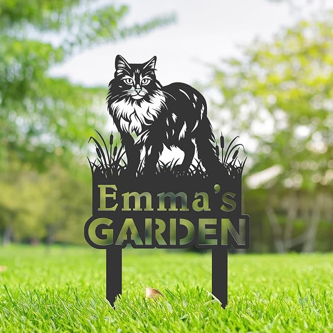 Personalized Cute Cat Kitten Metal Garden Sign,Custom Yard Sign With Stake,Outdoor Garden Décor,Pet Cat Lawn Garden Decorated Statue,Cat Sympathy Yard Metal Sign,Cat Lover Gifts Kailyard Plaque.