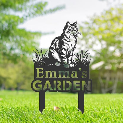Personalized Cute Cat Kitten Metal Garden Sign,Custom Yard Sign With Stake,Outdoor Garden Décor,Pet Cat Lawn Garden Decorated Statue,Cat Sympathy Yard Metal Sign,Cat Lover Gifts Kailyard Plaque.