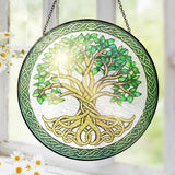 FLAGWIX Tree of Life Gifts for Women Men - Stained Glass Window Hanging 10 in - Birthday Gifts for Mom Grandma, Tree of Life Decorations Indoor, Celtic Suncatchers Garden Decor