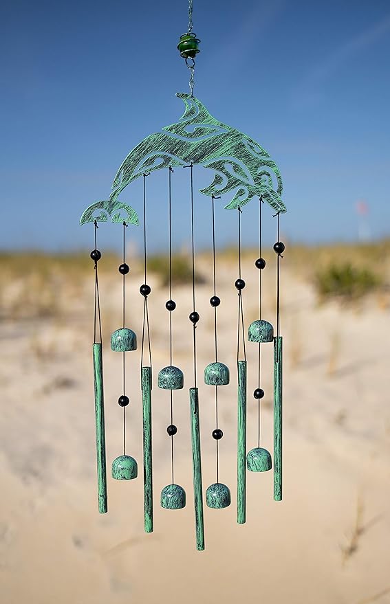 VP Home Dolphin Tribal Wind Chimes for Outside, 28.5-Inch Wind Chimes with Rustic Design for Gardens, Patios, and Porches, Thoughtful Gifts for Mom, Grandma, and Dolphin Lovers