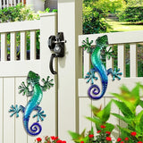 HONGLAND Metal Gecko Wall Art 15 Inch Lizard Outdoor Decor Lizards Garden Sculpture for Yard Fence 2 Pack