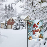 Winter Garden Flags for Outside 12x18 Double Sided, Burlap Holiday Farmhouse Rustic Squirrel Snowman Garden Flag Winter Xmas Decorations, Small Outdoor Christmas Flags for Yard Garden