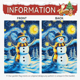 Winter Garden Flag Santa Snowman Yard Flags Van Gogh Yard Flags Art Starry Night Sky Moon Wall Banner Xmas Blue Pine Snowfield House Banners for Happy Holiday Farmhouse Outdoor 12 x 18 Inch