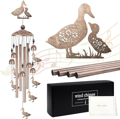 Romart Duck Wind Chimes for Outside, Duck Gifts for Women Men Mom Wife Grandma Birthday Sympathy Memorial Windchimes for Outdoors Indoors, Garden, Patio, Home, Porch, Yard Decorations