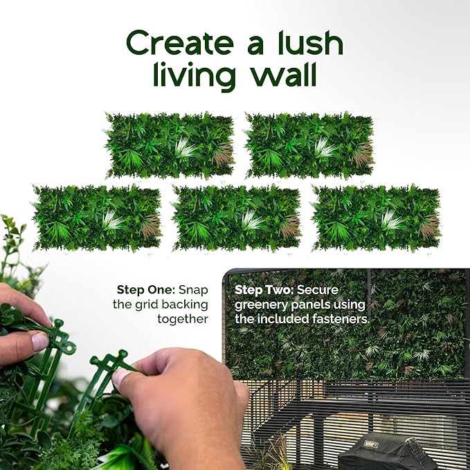NatraHedge 20''X40'' Artificial Kauai Living Wall Grass Wall Decor, 5Pcs (28SqFt) Hedge Leaf Grass Panels for Indoor, Outdoor, Garden and Balcony Privacy Fence Screen