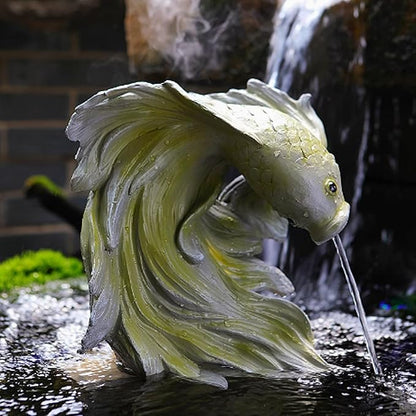 Goldfish Shape Pond spitters for Small Ponds, Fish Tank Automatic Circulation Water Landscaping Ornaments, Pool Fountains for Above Ground Pools, Garden Decor for Koi Pond(Gray,24 * 17 * 27cm)