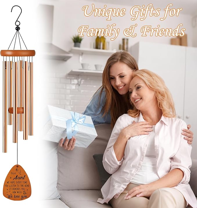 Aunt Wind Chime for Outside: Thoughtful Birthday Christmas Thank You Gifts for Aunt, Outdoor Metal Wind Chimes, Home Garden Patio Yard Decor