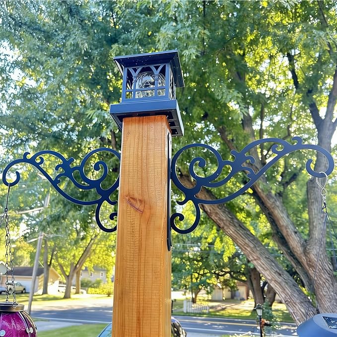 2 Pcs Hanging Plant Bracket Wall Hook Hanging Plant Brackets 12-Inch Black Iron Plants Indoor/Outdoor Planter Hangers Hooks for Hanging Lanterns,Bird Feeders,Wind Chimes