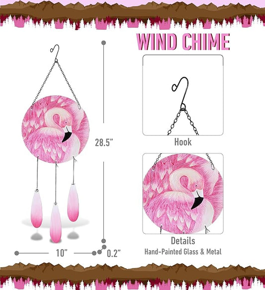 CoTa Global Tropical Flamingo Wind Chime - Handmade Glass Chime – Tropical Hanging Decor - Colorful Home Decor Gift, Indoor and Outdoor Hanging Decoration for Porch, Patio, Garden – 28.5 Inches