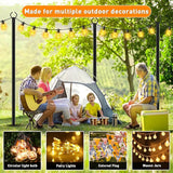 4 Pack 10 FT String Light Poles,Metal with Fork Lights Poles for Outdoor String Light, Rustproof Heavy Duty for Outside Garden,Patio,Wedding,Backyard,Deck,Party