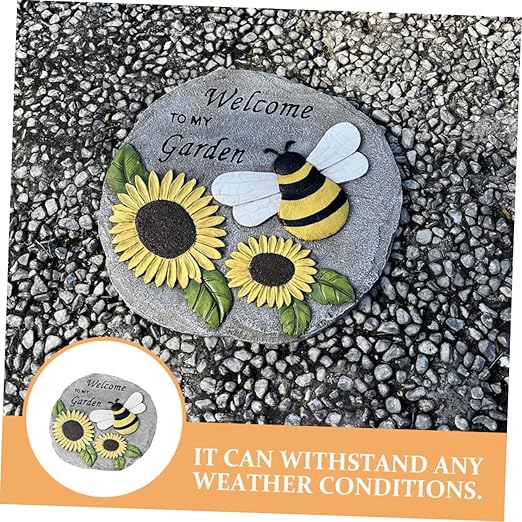 Milisten Outdoor Decorative Resin Stepping Stone Unique Footstep Design for Garden Pathway Weather-Resistant Accent for Lawn and Patio Decor and Sunflower Theme