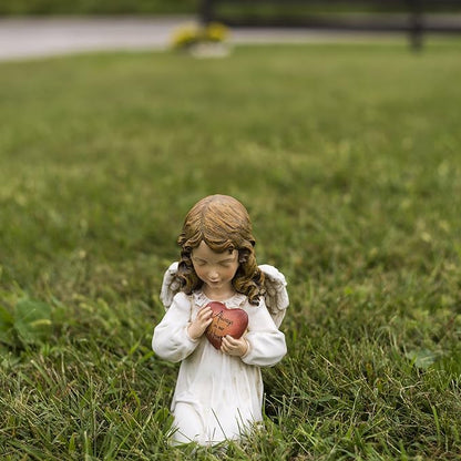 Joseph's Studio by Roman, 11.75" H Memorial Angel Holding a Heart Garden Statue, Outdoor Décor