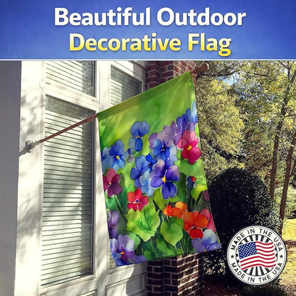 Caroline's Treasures Illinois Violet in Watercolor House Flag Large Porch Sleeve Pole Decorative Outside Yard Banner Artwork Wall Hanging, Polyester, House Size, Multicolor