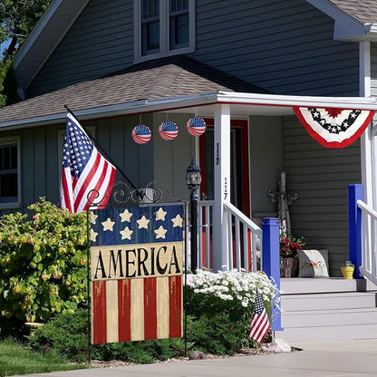4th of July House Flags for Outdoor, Patriotic American Flag Large Yard Flag,Seasonal Decorative Decorations for Summer 250th Years America Anniversary Holiday Outside 28x40 Inch Double Sided