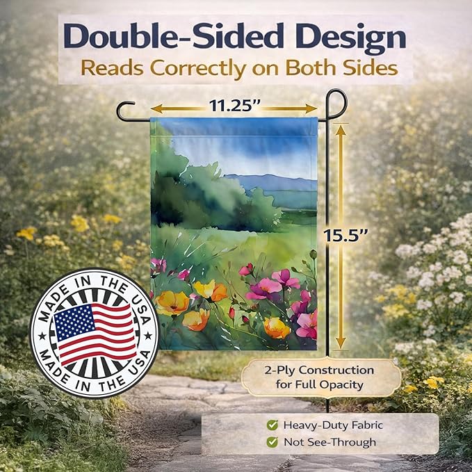 Caroline's Treasures North Dakota Wild Prairie Roses in Watercolor Garden Flag Mailbox Flag Decorative Yard Flag Banner Outside Patio Artwork Yard Flower Beds, Garden Size, Multicolor