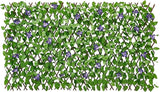 VEVOR Expandable Fence Privacy Screen, 25.5 x 122 in Expand Artificial Plant Wall, Realistic Artificial Ivy Panel with 50 Zip Ties, Decorative Faux Greenery Backdrop Hedges for Balcony Patio Outdoor