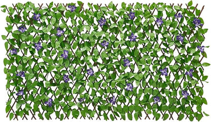 VEVOR Expandable Fence Privacy Screen, 25.5 x 122 in Expand Artificial Plant Wall, Realistic Artificial Ivy Panel with 50 Zip Ties, Decorative Faux Greenery Backdrop Hedges for Balcony Patio Outdoor