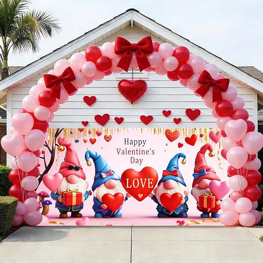 Valentine’s Day Garage Door Banner 157.5x70.9in Large Love Garage Door Cover Outdoor Valentine Decorations for House Exterior Yard Party Decor with Grommets and Rope