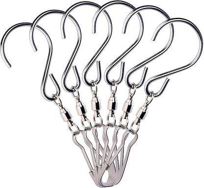 HS's Creation 6 Pack S Hook Clip Swivel for Indoor Outdoor Organization Spinning Hanger Clothline Rack Wind Chimes Spinner Prism Windsocks Hanging Plant