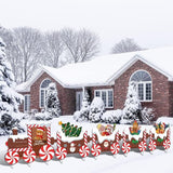 5Pcs Train Christmas Decorations Outdoor, X-mas Train Yard Signs with 8 Stakes, Gingerbread Xmas Tree Lawn Signs, Waterproof Christmas Yard Decorations Outdoor