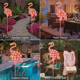 Homeimpro Garden Solar Lights Flamingo Yard Decor Gifts for Women Outdoor Decorations Stake Lights, Waterproof Warm White 27 LED for Lawn,Patio, Courtyard, for Mom Grandma