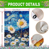 Spring Summer Garden Flag 12x18 Inch Double Sided Starry Night Daisy Flowers Small Burlap Yard Flag Seasonal Farmhouse Outdoor Outside Decoration