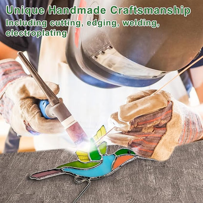 Stained Glass Hummingbird Gifts for Women, Hanging Plant Planter Flower Huggers Balcony Decoration, Mothers Day Birthday Gifts for Mom Grandma from Daughter Son, Bird Lover Plant Pots Accessories