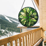 Stained Glass Window Hanging - Green Gradient Flowers Suncatcher for Doors Window Home Plant Sun Catchers Decor Christmas Mother's Day Birthday Gifts for Teacher Women Men Mom Nana 6.3 in