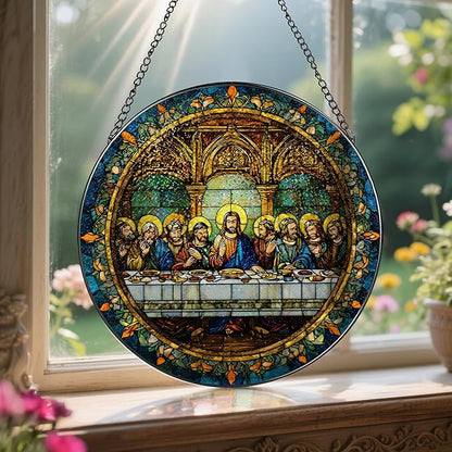8-Inch The Last Supper Suncatcher Ornament, Stained Glass Window Hanging & Christmas Ornament, Christian Religious Window Decor — Gifts for Christmas & Holidays, Christian Gift, Religious Gift