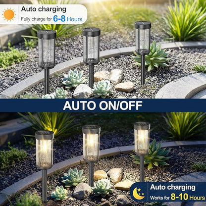 EXCMARK 2 Pack Outdoor Solar Lights Waterproof for Yard Garden Walkway Pathway Lawn Decorative Contemporary Landscape Lighting. (Warm White Light, 2)