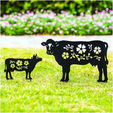 Cow Metal Decorative Garden Stakes Cow Gifts for Women Men Mom Birthday Gifts Silhouette Statues for Garden Decor, Yard Art, Patio, Outside, Lawn Ornaments, Outdoor Decorations