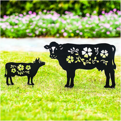 Cow Metal Decorative Garden Stakes Cow Gifts for Women Men Mom Birthday Gifts Silhouette Statues for Garden Decor, Yard Art, Patio, Outside, Lawn Ornaments, Outdoor Decorations