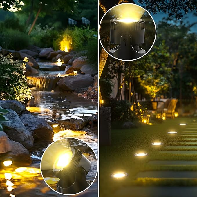 SoulBay Pond Lights LED Underwater, 4 Pack P68 Waterproof Low Voltage Landscape Lighting with 8-Hour Timer Plug for Fountain Fish Tank KOI Pond Water Features Outdoor, Warm White Bright 3200K