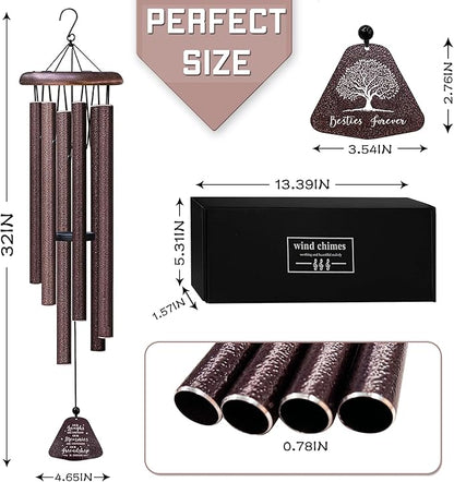 Best Friend Birthday Gifts for Women/Men Wind Chimes 32", Friendship/Bestie Gifts for Women, Long Distance/Mothers/Valentines Day/Christmas/Graduation Gift for Best Friend/Bff/Soul Sister/Bestie