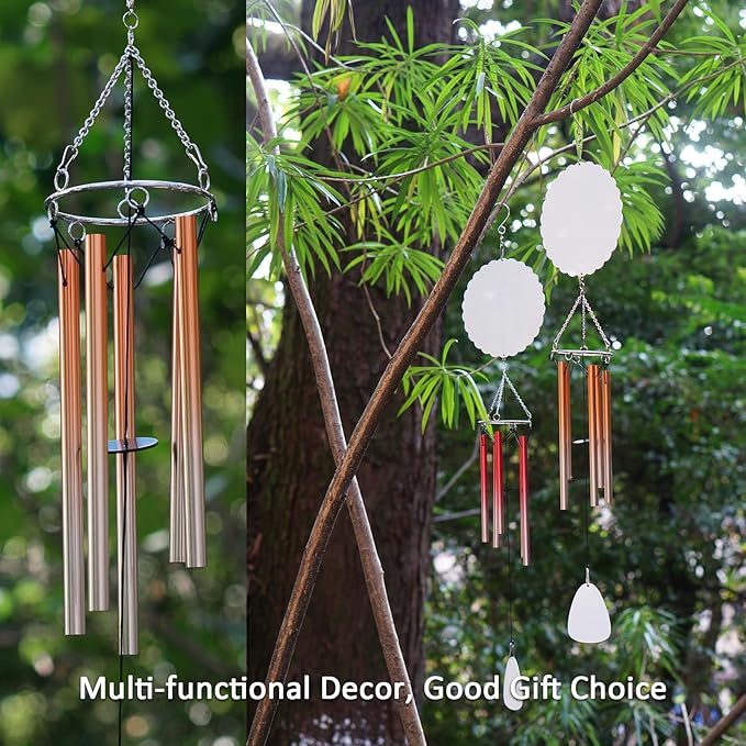 5 Packs 6inch Sublimation Wind Chime Blanks Set Double Size Printable Aluminum Metal Custom Wind Sculpture Kinetic Chimes for Heat Press DIY Craft Yard and Garden Indoor Hanging Decoration