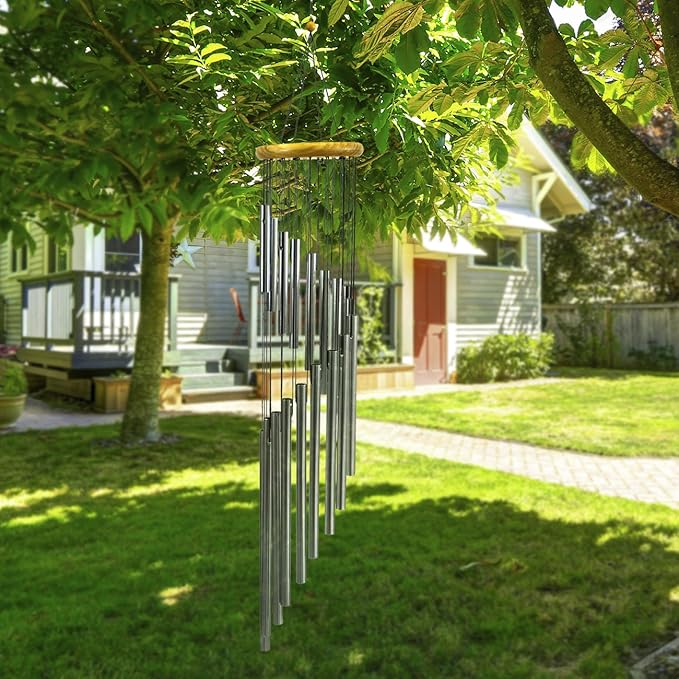 Sorbus Wind Chimes – Tubular Decorative Outdoor Garden Accent with Soothing Musical Bell Sounds – Great for Memorial, Home, Deck, Patio, or Garden, Metal