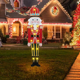 WONDER GARDEN Christmas Metal Yard Stakes, Lighted Nutcracker Soldier Garden Stake Yard Signs, Outdoor Christmas Decorations for Lawn Party Outside Decor