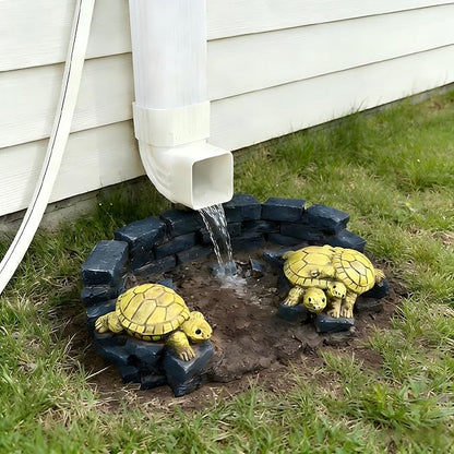 Decorative Turtle Statue Splash Block Gutter Downspout Outdoor Garden Decor, Larger Gutter Downspout Statues for Patio,Yard and Lawn Accessory, Stone Resin Rain Concrete Gutter Guardian,14"L x 9.5"W