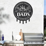 Qmetalart Metal BBQ Sign with Utensil Hangers Smokehouse Wall Art for Outdoor Grill Area Patio Backyard Decor Barbecue Grill Gift for Dad, Grandpa, Papa - Father’s Day Gift