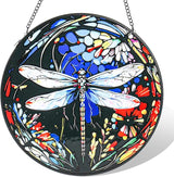 Stained Glass Window Hanging - Dragonfly Suncatcher for Door Terrace Garden Kitchen Home Decor, Sun Catchers Decoration for Christmas, Mother's Day and Birthday Gifts for Women, Men, and Mom 11.8 in