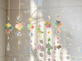 6 Pieces Flowers Ball Crystals Suncatcher Hanging Sun Catchers with Chain Pendant Ornament Crystal Prisms Rainbow for Window Decoration Gift (Gold)