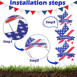 11 Pcs Independence Day Yard Signs(2 Eagles+9 Stars), 4th of July Patriotic Outdoor Decorations, Memorial Day Pentagram(Red White Blue) Garden Sign with Stakes for Fourth of July Celebration
