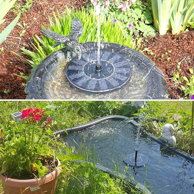 Solar Bird Bath Fountain Pump with 3 Nozzles Floating Water Feature for Garden Pond Pool Fish Tank Outdoor Solar-Powered Spray Pump